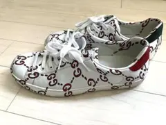 美品　GUCCI シグネチャープリントスニーカー ホワイト