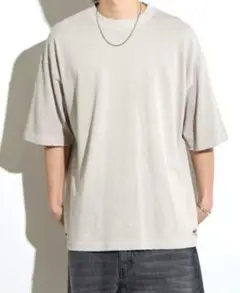 美品 ピグメント染ダメージ加工Tシャツ　ベージュ　L