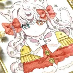 オリジナル手描きイラスト【豆色紙】アナログイラスト(透明水彩原画) 創作