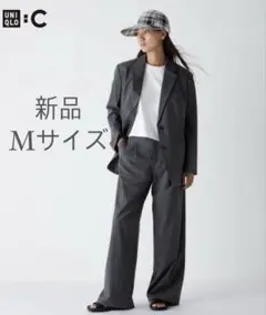 UNIQLO C タックワイドストレートパンツ　グレー　M