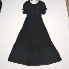 GRL ブラックフリルロングドレス