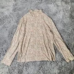 美品♡ROCHASロシャス　長袖カットソー　ハイネック　レーヨン　総柄☆派手