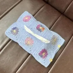 お花モチーフのかぎ針編みティッシュケース＊ボックス/ ソフトパック