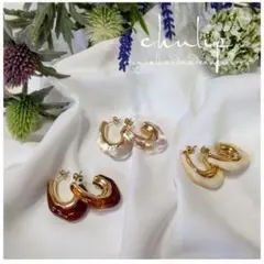 1049＊ニュアンス フープ ピアス