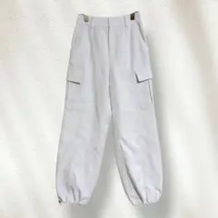 アルページュストーリーカーゴパンツ 白 ドロスト 裾絞り 光沢素材 2235