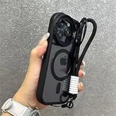 iphone15plusレンズカバースタンド付『ブラック』MagSafe対応