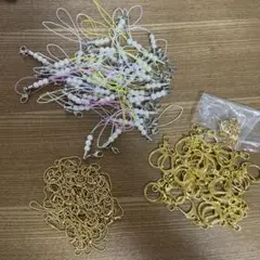キーホルダーストラップパーツ大量まとめ売りボールチェーン金色パールシルバー
