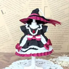 ミニチュアドール服　アウトフィット　メイド　蝙蝠　ドレス　ボンネット　2点セット
