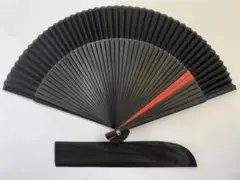 黒と赤の扇子 収納ケース付き