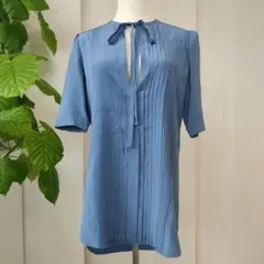 エルメス ピンタック シルク ブラウス ボウタイ リボン