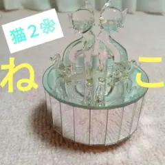 猫のオルゴール 透明ガラス製ほぼ新品　曲・イエスタデイ