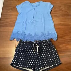 Zara Girls 水色トップスと水玉ショートパンツセット