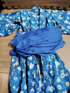 祭り柄 浴衣 帯付き 120cm