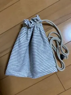 ストライプ巾着袋 白と黒