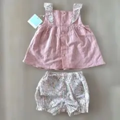 【新品未使用】BeBe 花柄リップルチュニック＆ブルマ セットアップ 70-90