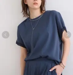 INDIVI インディヴィ　クルーネックシアースリーブデザインブラウス