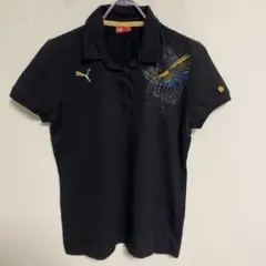 Puma プーマ 半袖ポロシャツ 黒 カラフルデザイン XL