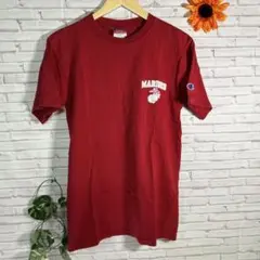 【Champion】 Tシャツ US MARINES バーガンディMサイズ美品