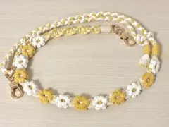 ‪✿ハンドメイド‪✿ フラワーデザイン マクラメ ショルダーストラップ