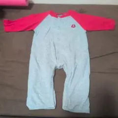 グレー/レッド ラグランロンパース 8