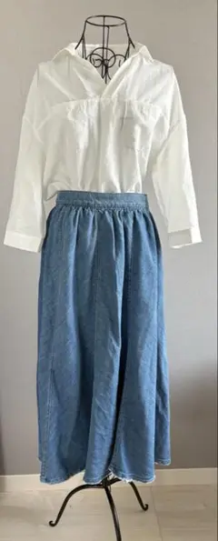 【新品未使用】ZARAデニムロングスカート ゴムウエスト