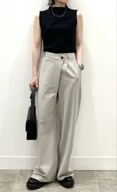 【新品】GU ラップスラックス Z+E ベージュ L ワイドパンツ スラックス