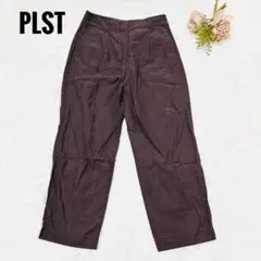 ✨美品✨PLST コーデュロイテーパードパンツ　ブラウン　サイズM リネン混