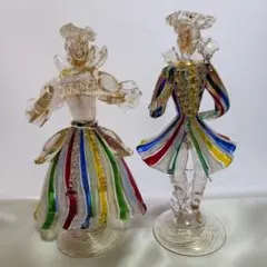 ベネチアングラス MURANO 人形 アンティーク　ベネチア　民藝 Venetian glass doll / ベネチアガラス - 人形 赤帽子 緑ズボン