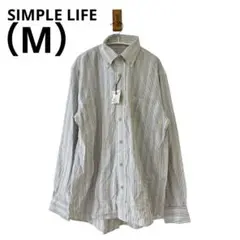 0737 【新品タグ付き】SIMPLE LIFE Yシャツストライプ水色爽やかM