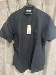 UNIQLO コットンリネンスタンドカラーシャツ　ブラック　Mサイズ