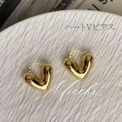 ハートピアス Vピアス レディース ゴールド ステンレス ユニセックス