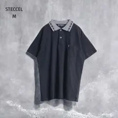 【STECCEL】 ポロシャツ （M） ブラック カジュアル 半袖 刺繍