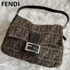 ✨FENDI✨ マンマバケット ハンドバッグ ウール ズッカ柄 ブラウン