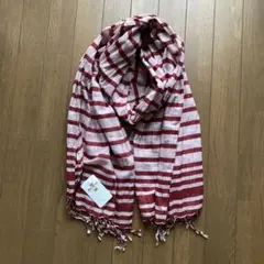 Glen Prince 赤と白ストライプ ストール