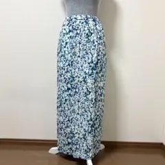 日本製　INED イネド 花　花柄　夏　スカート ロングスカート ロング　青