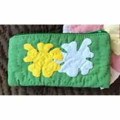 ＜正規品＞カードポーチ♡ハイビスカス♡グリーン♡ハワイアンキルト