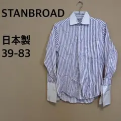 【STANBROAD】メンズ/ストライプシャツ/長袖/パープル/日本製