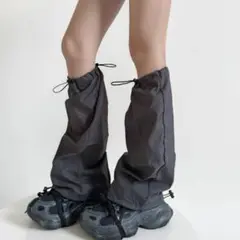 グレー ナイロン レッグウォーマー