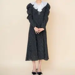 REDYAZEL ビッグカラーワンピ 秋冬大人ガーリー系 クラシカル 上品 清楚