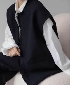 na.e ナエ Novel Tweed Vest ノーベルツイードベスト na.e Novel Tweed Vest_black ナエ ジレ ベスト