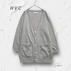 Y4782【HVC】Vネック 長袖カーディガン 薄手　ゆったり グレー L