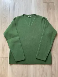 SUPER FINE WOOL RIB KNIT V NECK P/O 希少