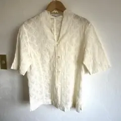 CHRISTIAN AUJARD PARIS 日本製　コットン刺繍ブラウス