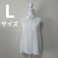VIVIAN BLUE　刺繍入りブラウス　(ノースリーブ) 　ホワイト　L