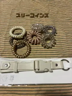 お値下げ❗️3coins ヘアゴム コイルポニー 7点、ジャケットホルダー