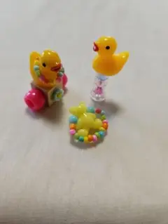 ミニチュア　アヒルさん&くまさん　おもちゃセット　イエロー