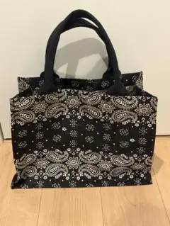SHIPS バンダナ柄 トートバッグ 黒白