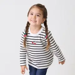 プティマイン　プティプラ　長袖Tシャツ　90センチ　黒ボーダー　新品
