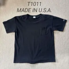 Champion T1101 黒 Tシャツ X-LARGE ポケット付き