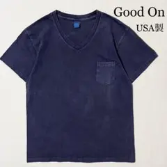 Good On ピグメント染め ネイビー Vネック Tシャツ USA製 M
